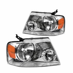 ford headlight assembly pair chrome amber halogen replacement