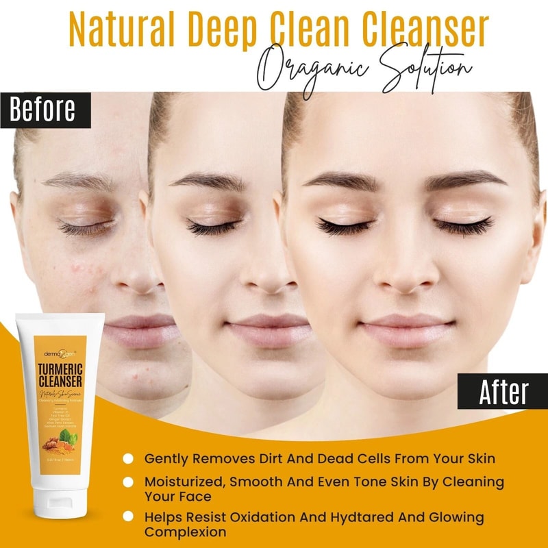 Turmeric Face Cleanser With Vitamin C Exfoliating Brightening Dark Spot Removal 3