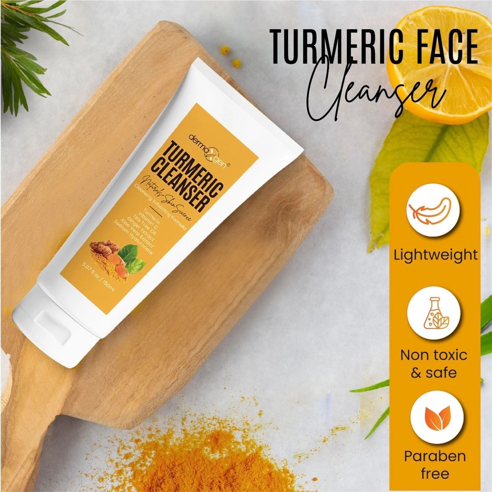 Turmeric Face Cleanser With Vitamin C Exfoliating Brightening Dark Spot Removal 7