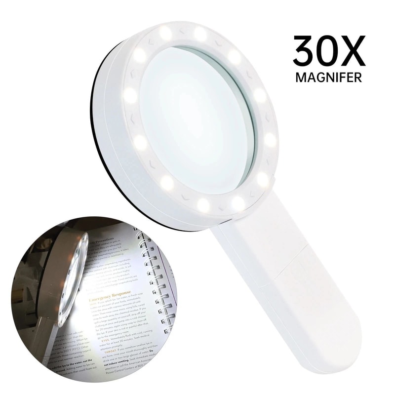 Handheld Magnifying Glass With 12 LED Lights Jumbo 30X Magnifier For Close Inspection 8