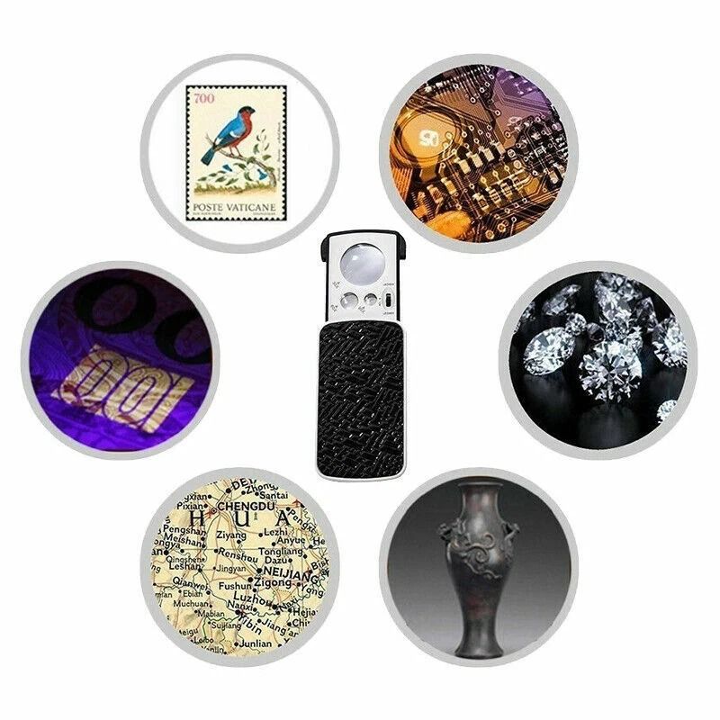 30X 60X 90X LED Jewelry Loupe Magnifier With Pocket Size LED Light 1