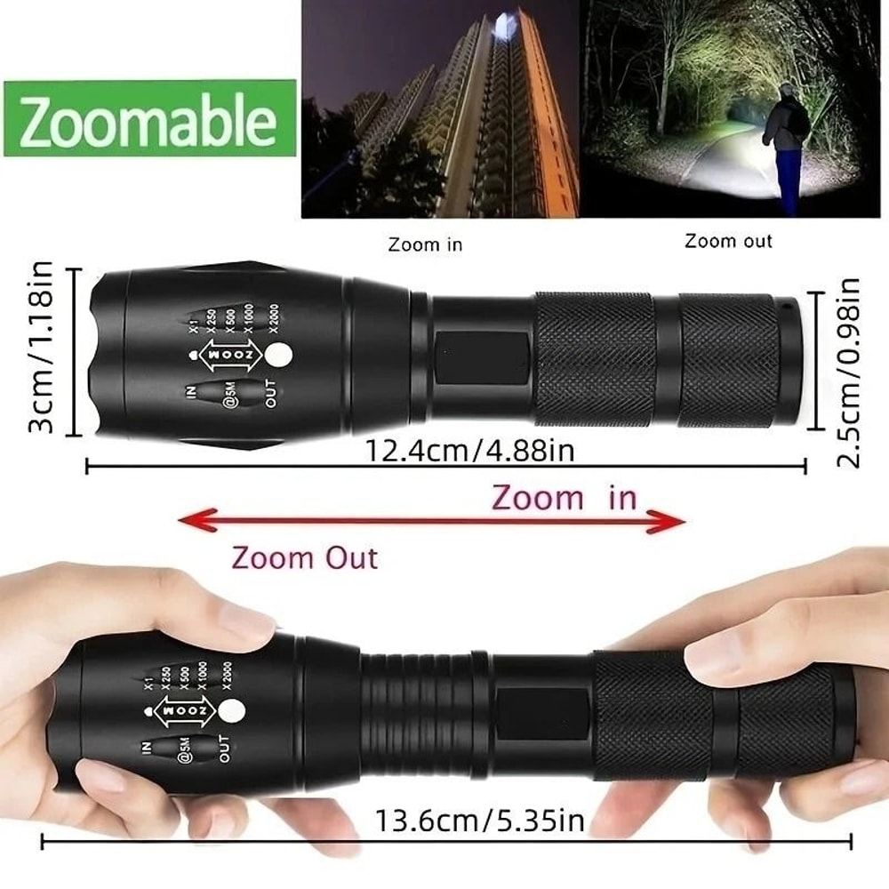 Super Bright Tactical LED Flashlight Zoomable Waterproof 5 Mode Tactical Torch For Camping Emergen 7