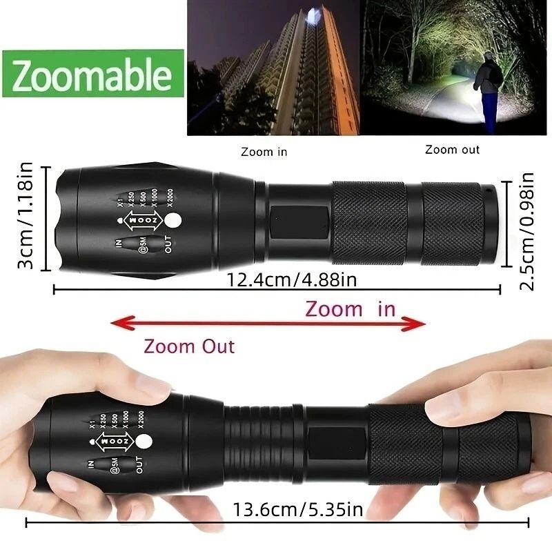 Super Bright Tactical LED Flashlight Zoomable Waterproof 5 Mode Tactical Torch For Camping Emergen 7