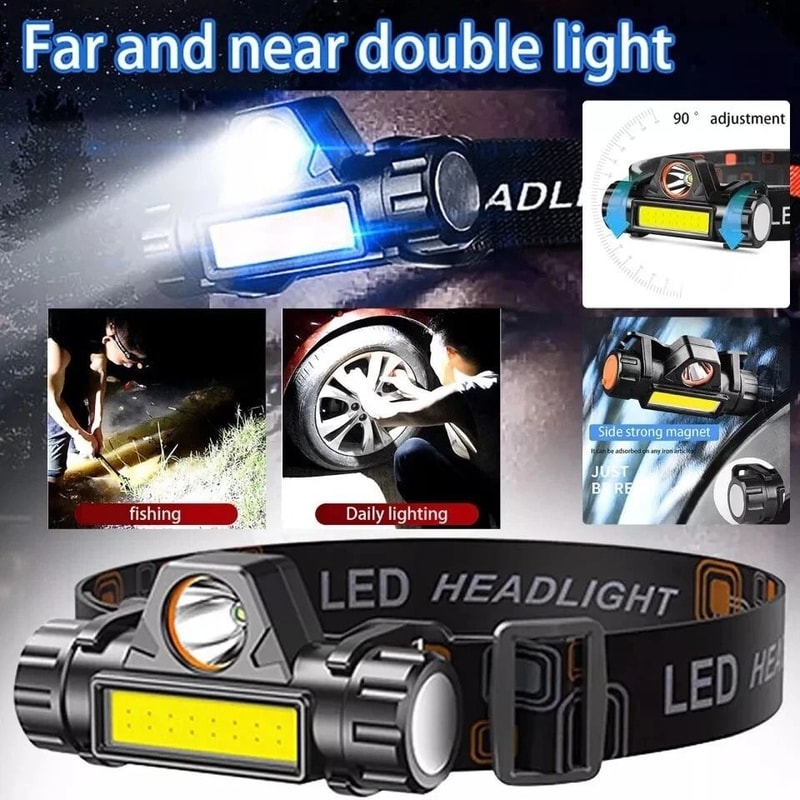 LED Headlamp USB Rechargeable Waterproof Flashlights For Outdoor Adventures 8