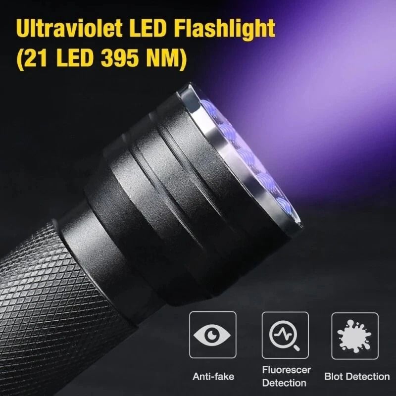 UV Flashlight For Pet Stains Black Light LED 21 LED Waterproof Stain Detector 7