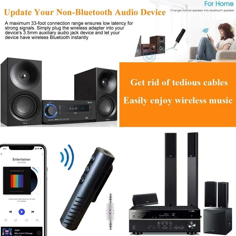 Wireless Bluetooth Receiver For Car Stereo Hands Free Music Streaming Adapter 4