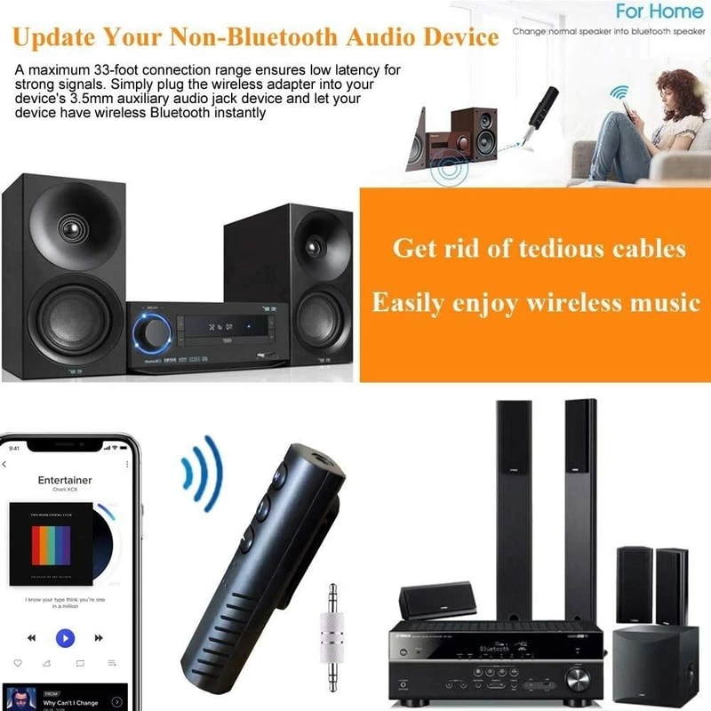 Wireless Bluetooth Receiver For Car Stereo Hands Free Music Streaming Adapter 4