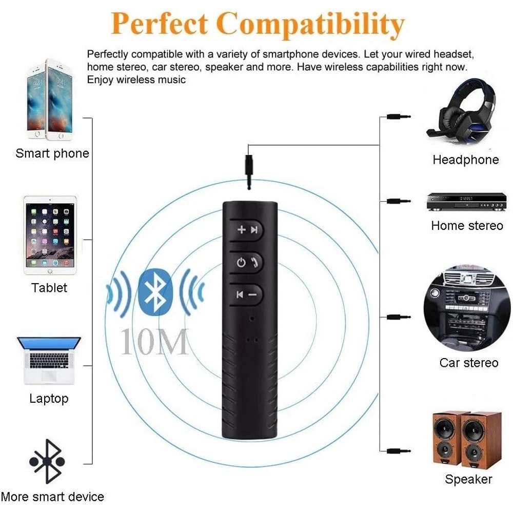 Wireless Bluetooth Receiver For Car Stereo Hands Free Music Streaming Adapter 9