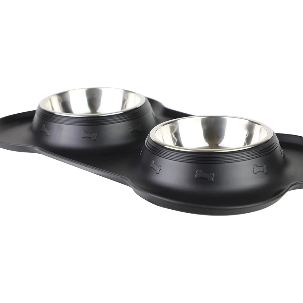 Stainless Steel Non Spill Pet Bowl With NonSkid Silicone Mat For Dogs Cats 5