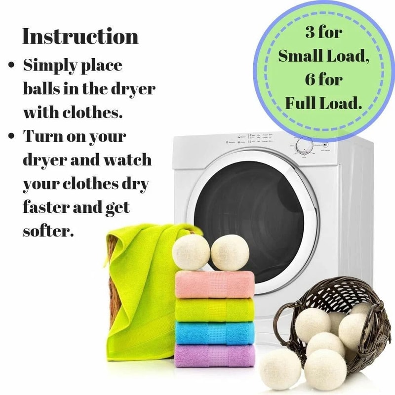 Organic Wool Dryer Balls Natural Antistatic Laundry Softener 5