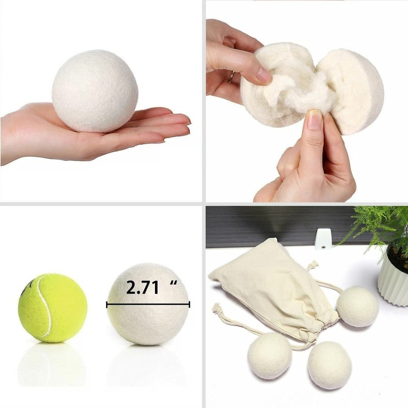 Organic Wool Dryer Balls Natural Antistatic Laundry Softener 6