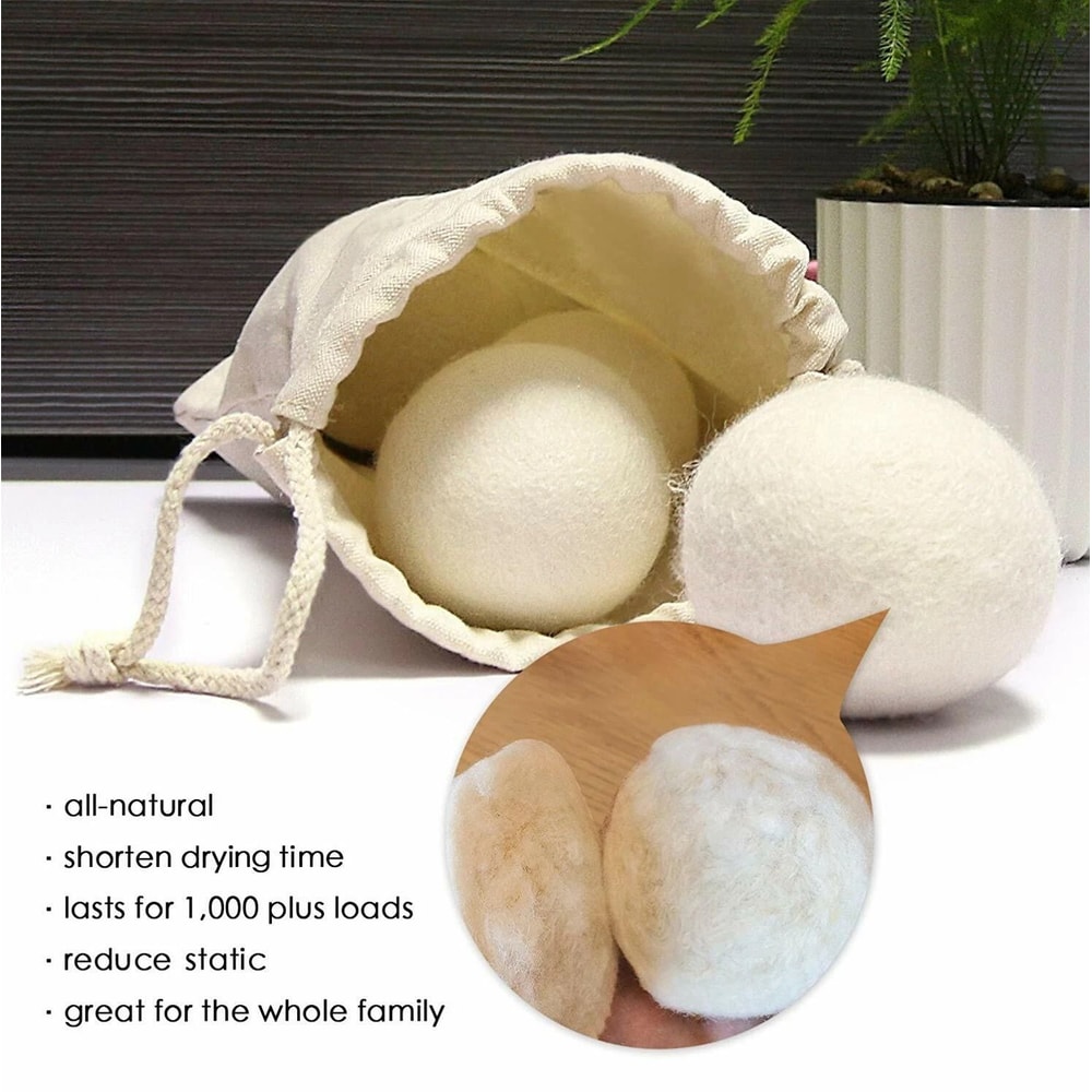 Organic Wool Dryer Balls Natural Antistatic Laundry Softener 7
