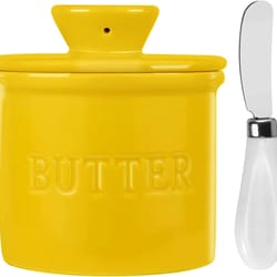 french butter crock with knife spreadable butter keeper for easy storage