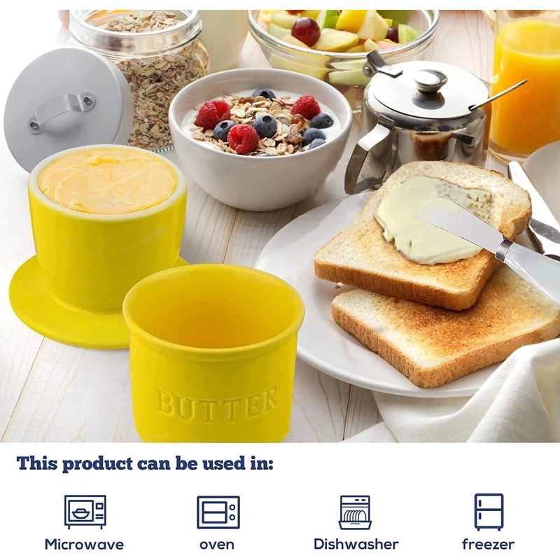 French Butter Crock With Knife Spreadable Butter Keeper For Easy Storage 1
