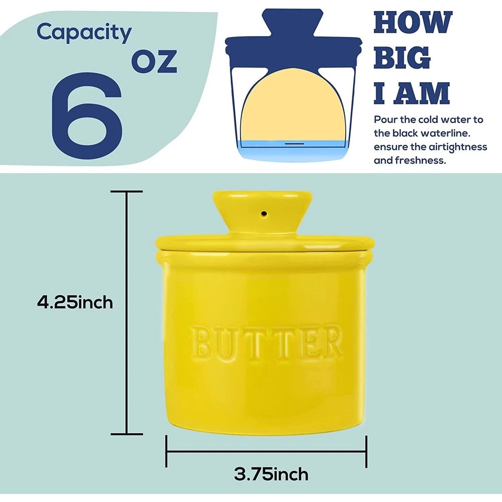 French Butter Crock With Knife Spreadable Butter Keeper For Easy Storage 4