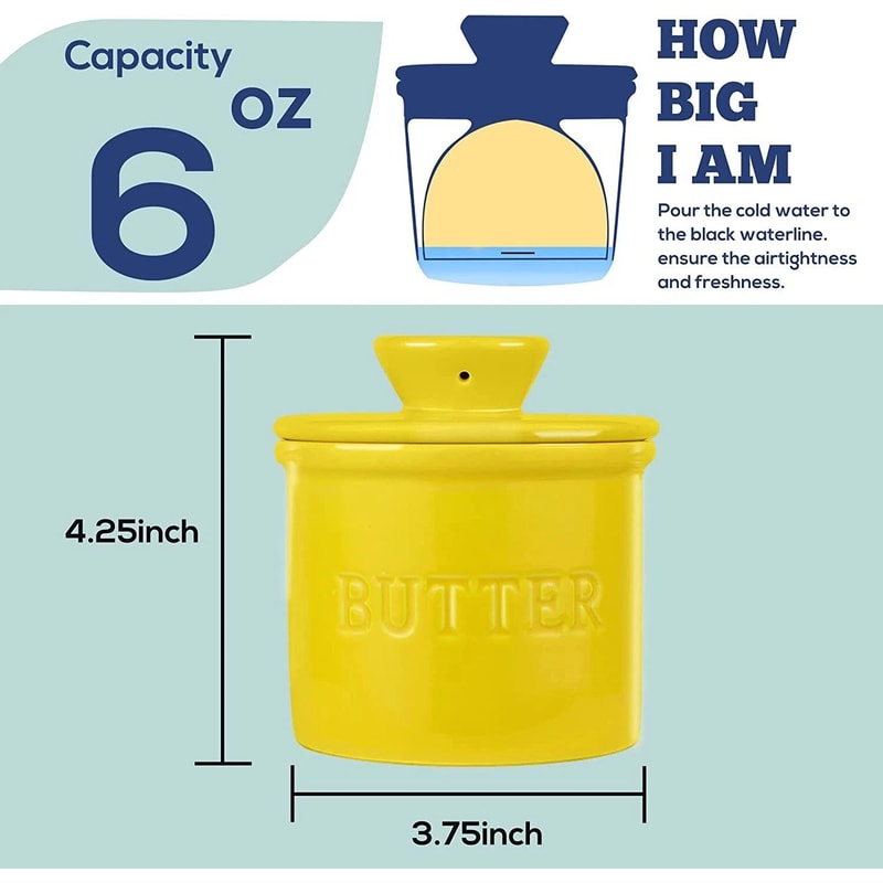 French Butter Crock With Knife Spreadable Butter Keeper For Easy Storage 4