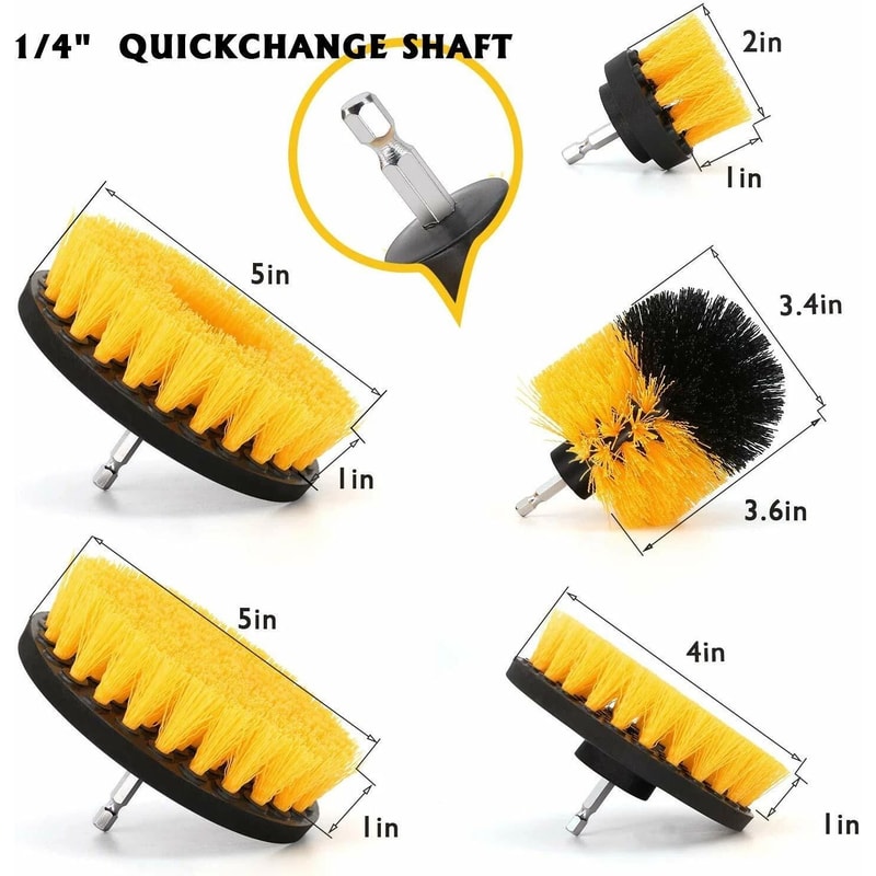 Drill Brush Attachments Power Cleaning Kit Scrubber Brushes For Carpet Car Grout And Tile 5
