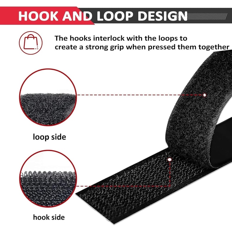 Premium Heavy Duty Adhesive Hook Loop Straps Strong Sticky Back Fastener Strips 5