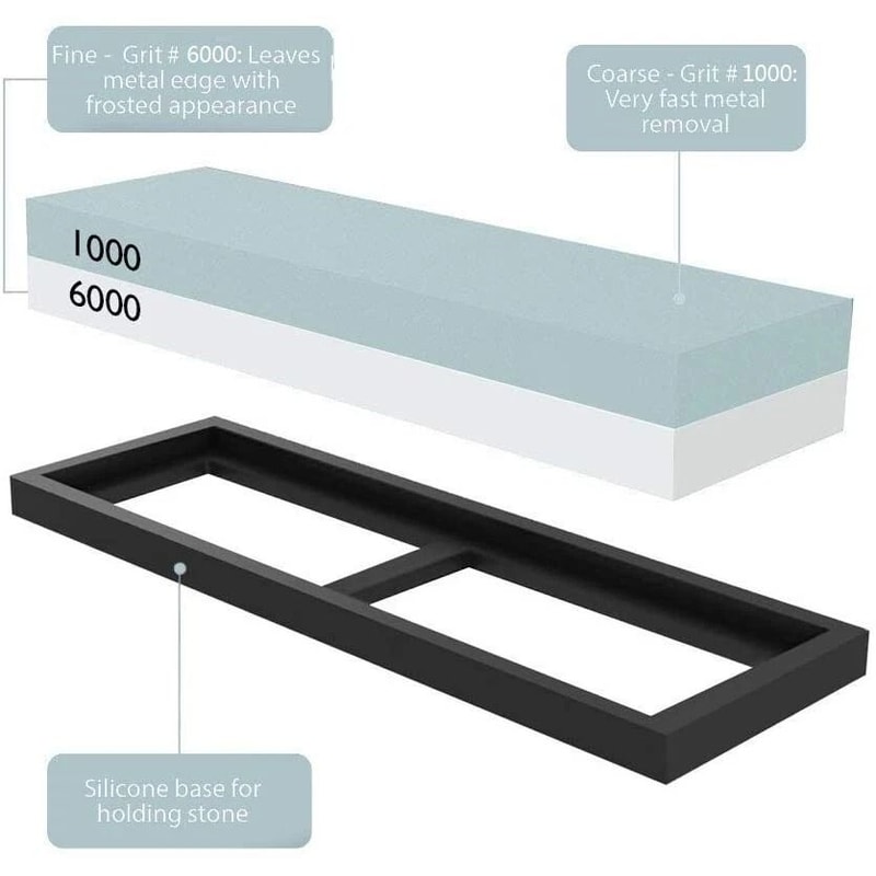 Knife Sharpening Water Stone Set Dual Grit Kitchen Whetstone With NonSlip Base 10