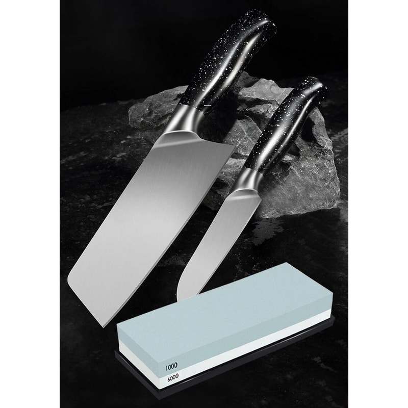 Knife Sharpening Water Stone Set Dual Grit Kitchen Whetstone With NonSlip Base 2