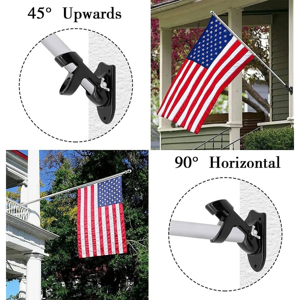 Heavy Duty Black Flag Pole Holder With Two Position Mounting Bracket Hardware 8