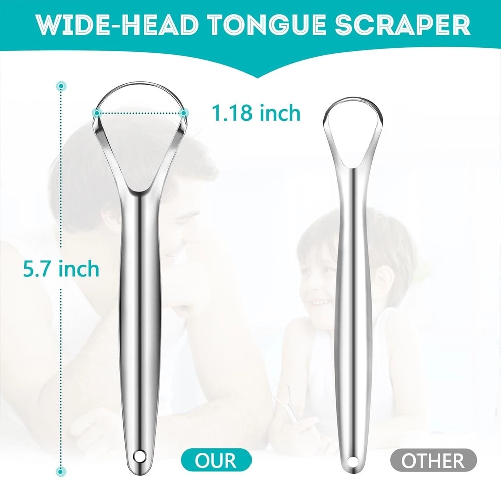 Stainless Steel Tongue Scraper For Adults Metal Cleaner By 6