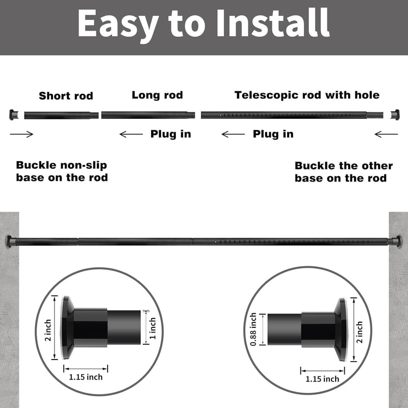 Adjustable Tension Curtain Rod No Drilling NonSlip Telescoping Curtain Rod For Easy Installation 1