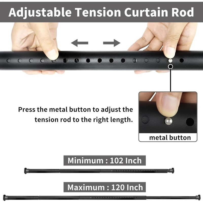 Adjustable Tension Curtain Rod No Drilling NonSlip Telescoping Curtain Rod For Easy Installation 7