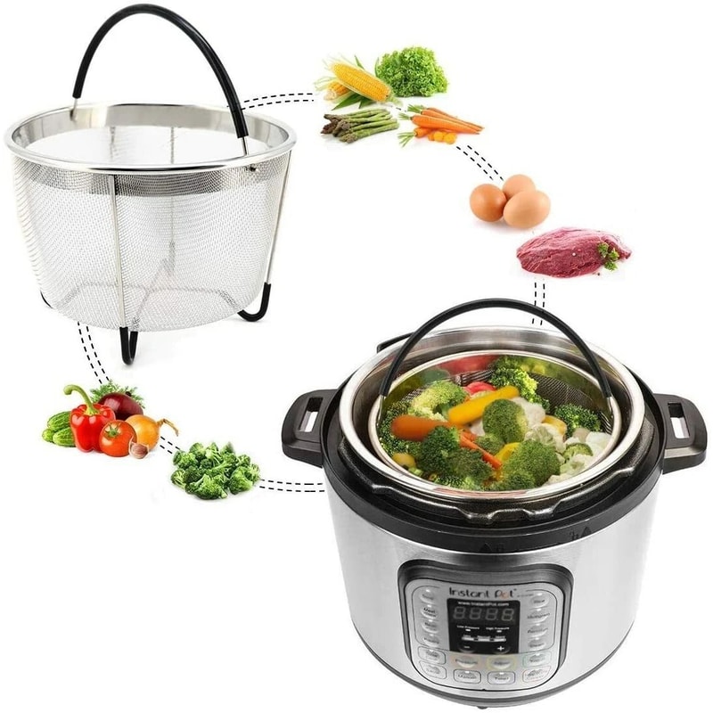 Stainless Steel Steamer Basket For Instant Pot With Silicone Wrapped Handle 3