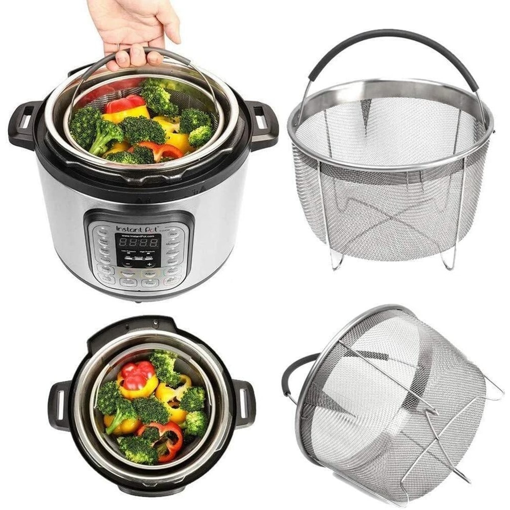 Stainless Steel Steamer Basket For Instant Pot With Silicone Wrapped Handle 4