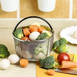 stainless steel steamer basket for instant pot with silicone wrapped handle