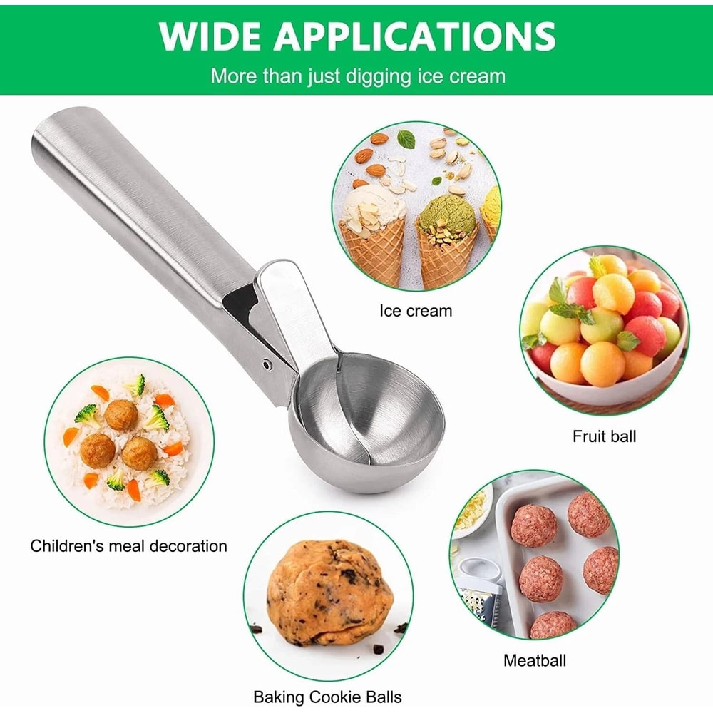 Anti Freeze Stainless Steel Ice Cream Scoop With Trigger Perfect For Cookie Watermelon 1