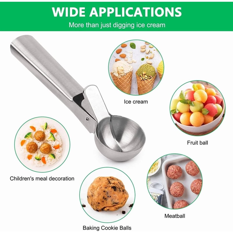 Anti Freeze Stainless Steel Ice Cream Scoop With Trigger Perfect For Cookie Watermelon 1