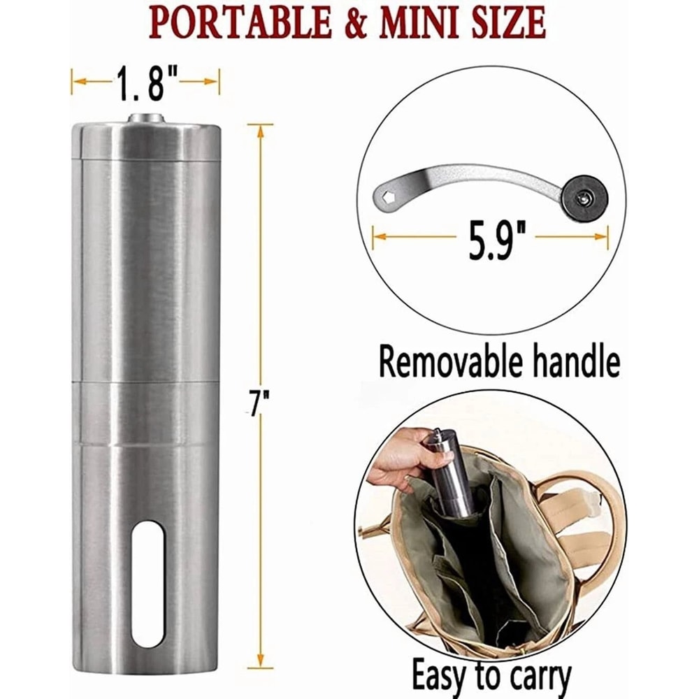 Manual Coffee Bean Grinder Stainless Steel Hand Coffee Mill With Ceramic Burr For Fresh Grinding 7