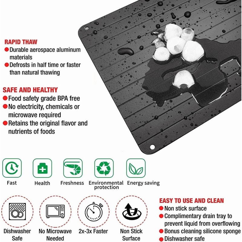 Fast Defrosting Tray For Quick Thawing Of Frozen Meat Food Safe Efficient And BPA Free 9