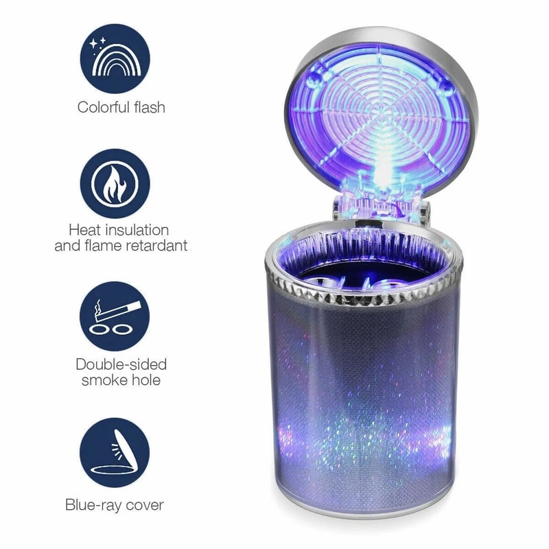 Car Ashtray With LED Light And Air Vent Multi Function Portable Ashtray For Vehicles 9