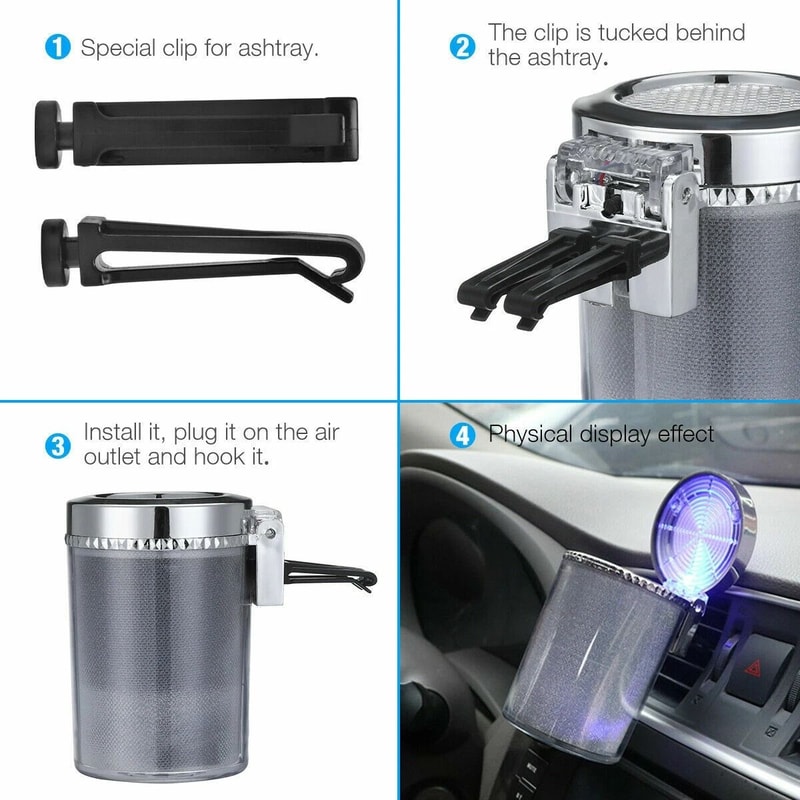 Car Ashtray With LED Light And Air Vent Multi Function Portable Ashtray For Vehicles 6