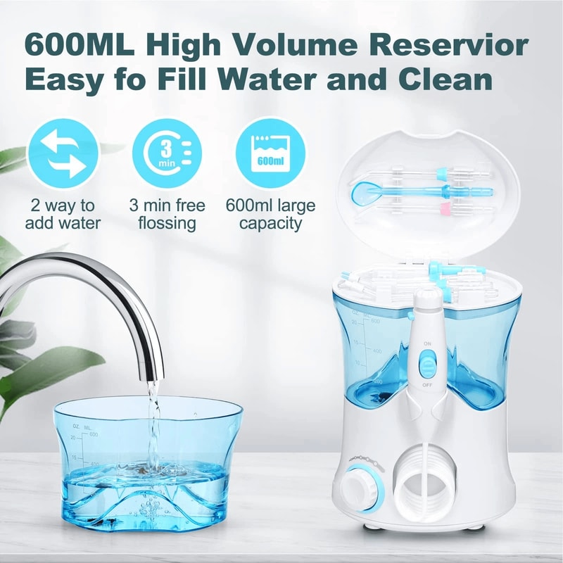 Water Dental Flosser Oral Irrigator With Water Jet Tips Adjustable Pressure 5