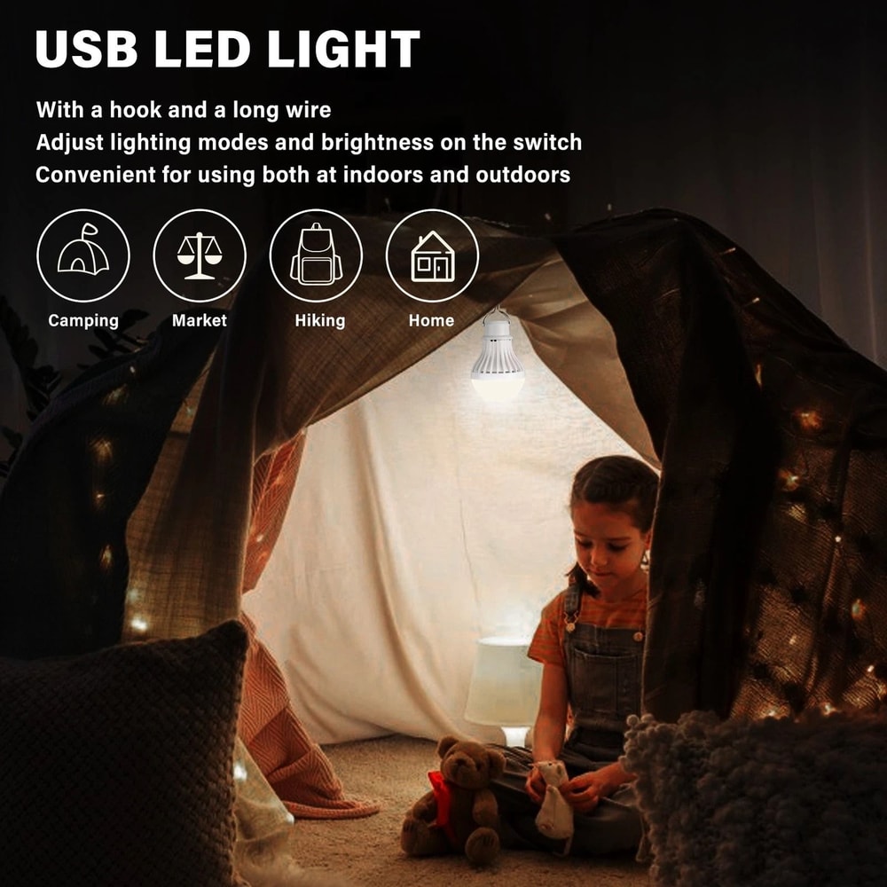 USB Rechargeable Outdoor LED Light With Adjustable Brightness WarmWhite 5