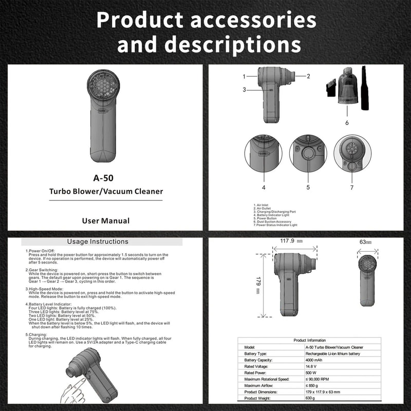 Cordless Air Duster RPM 4 Speed Brushless Electric Air Duster For Home Cleaning 1