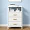 Nightstand Side Table With 3 Fabric Drawers Stylish Storage Solution For Bedroom Living Room White 12