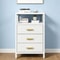 Nightstand Side Table With 3 Fabric Drawers Stylish Storage Solution For Bedroom Living Room White 12