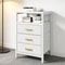 Nightstand Side Table With 3 Fabric Drawers Stylish Storage Solution For Bedroom Living Room White 13