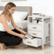 Nightstand Side Table With 3 Fabric Drawers Stylish Storage Solution For Bedroom Living Room White 15