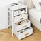 Nightstand Side Table With 3 Fabric Drawers Stylish Storage Solution For Bedroom Living Room White 17