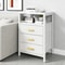 Nightstand Side Table With 3 Fabric Drawers Stylish Storage Solution For Bedroom Living Room White 18