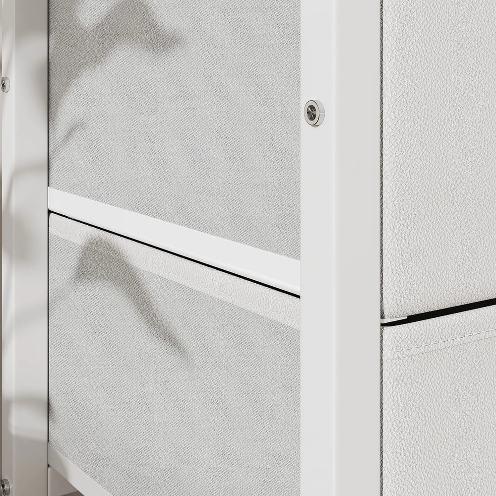 Nightstand Side Table With 3 Fabric Drawers Stylish Storage Solution For Bedroom Living Room White 6