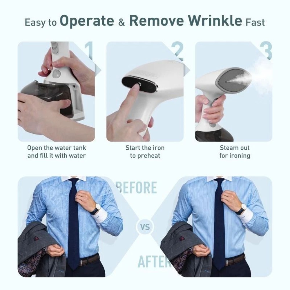 Handheld Garment Steamer With Steam Settings Tank Portable Efficient For Travel And Home Use 2