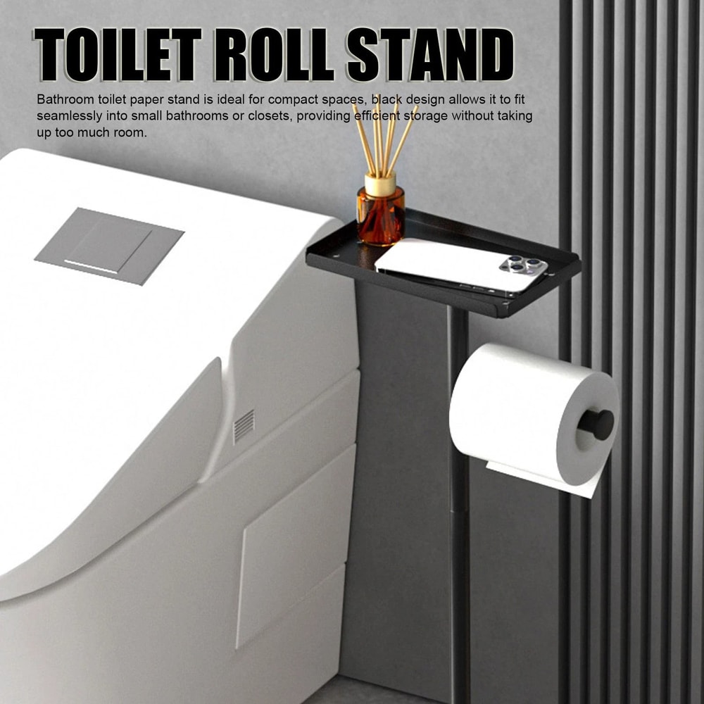 Modern Free Standing Stainless Steel Toilet Paper Holder Stand For Bathroom Storage 7