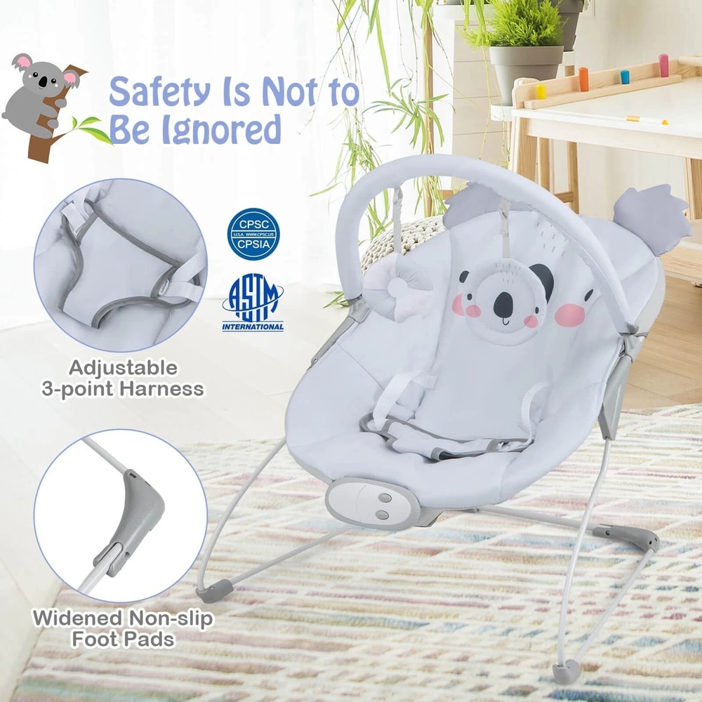 Portable Baby Bouncer Rocker Seat With Vibration Detachable Toy Bar Ideal Infant Soothing Chair Fo 2